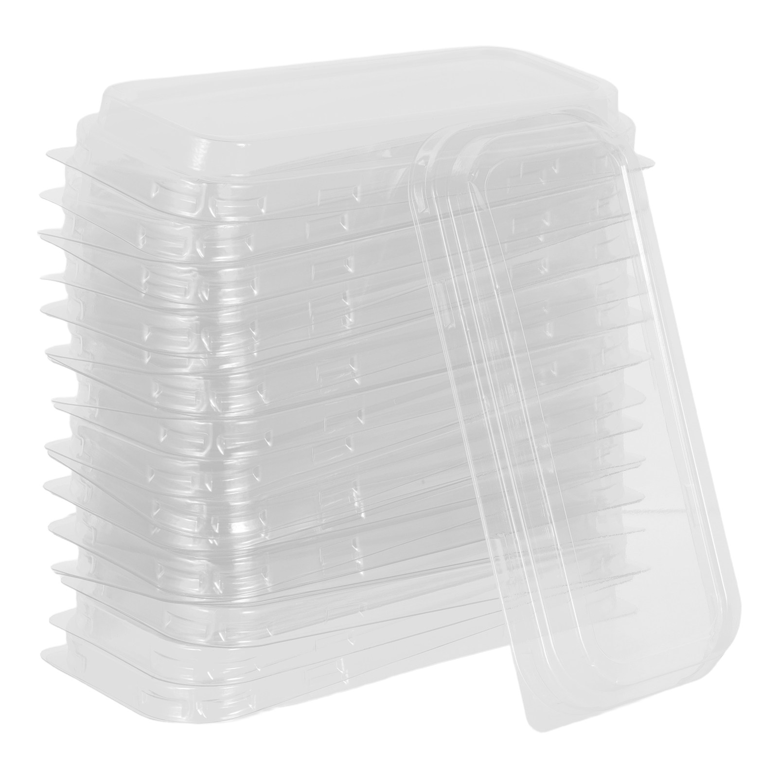 Kitchen Baking Tools - 50個入り プラスチック製パン蓋 - 透明な長方形ケーキパンカバー 19.5x7.5x2.5cm 省スペースでおしゃれなデザイン