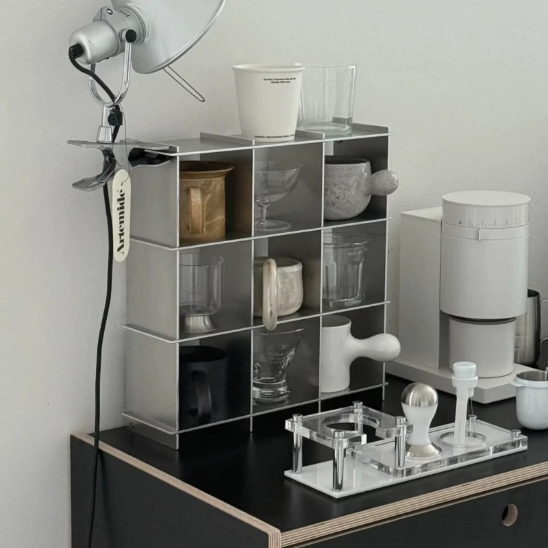 Kitchen Zo - ミニマリストアルミ合金製カウンタートップマグ収納棚多層カップラックキッチンオーガナイザーカップホルダーコーヒーバーステーション