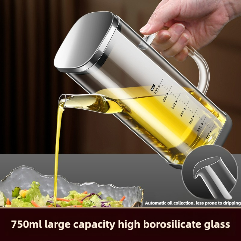 Kitchen Baking Essentials - 高ホウケイ酸ガラス製オイルボトル キッチン必需品 ノンドリップオイルボトル 酢、醤油、食用油用