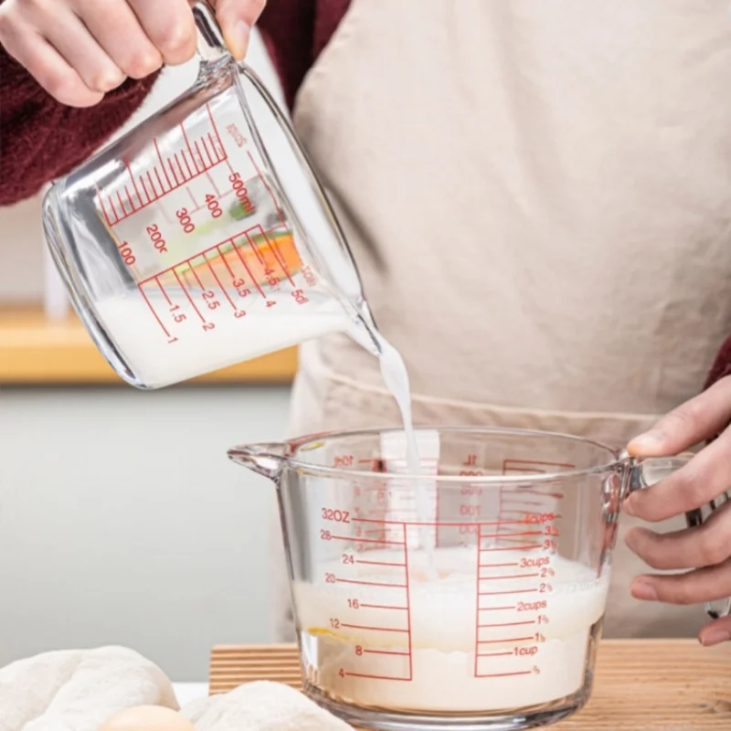 Kitchen Baking Essentials - ベーキングと調理用のガラス計量カップ、2、4カップ、食器洗い機、冷凍庫、電子レンジ、予熱オーブン、安全で不可欠なキッチンツール