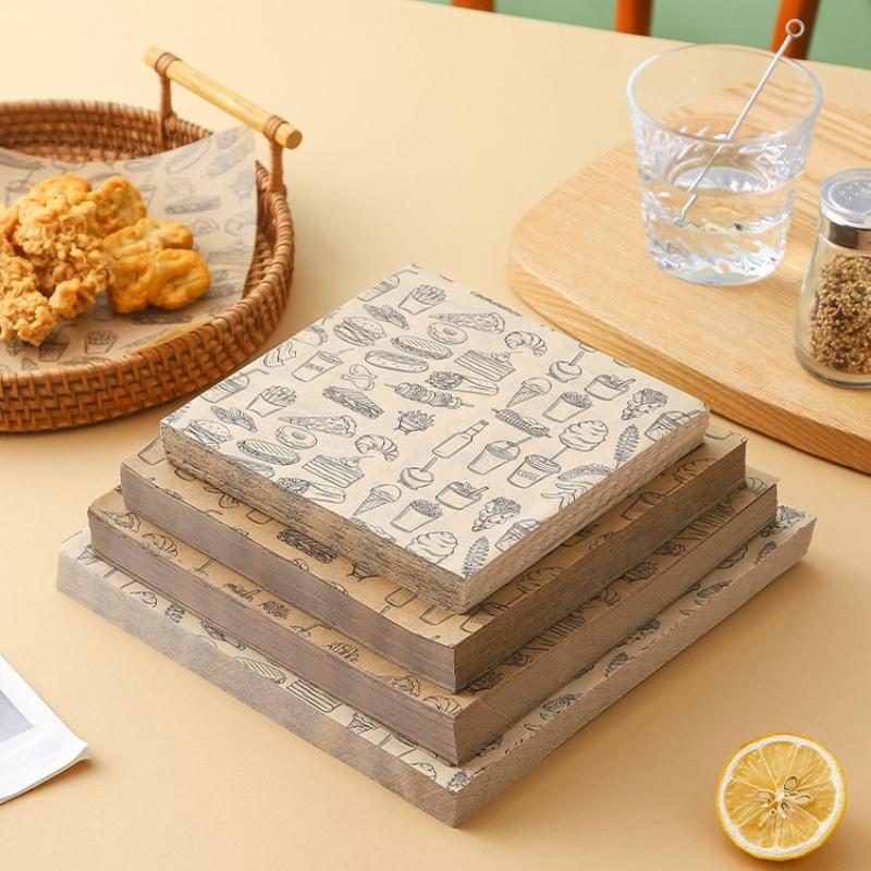 Kitchen Paper For Baking - 100 個耐油ベーキング食品包装紙ワックスペーパーバーガーフライドポテト包装油紙キッチンサンドイッチパン食品ベーキングツール