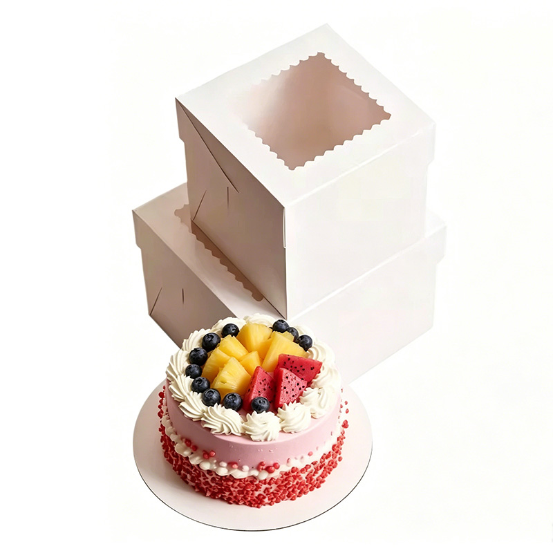Kitchen Baking Tools - 2/4/6 個の白いベーカリーボックス窓付き折りたたみケーキボックス使い捨てアイテムクッキーペストリーケーキ収納ボックス誕生日パーティー