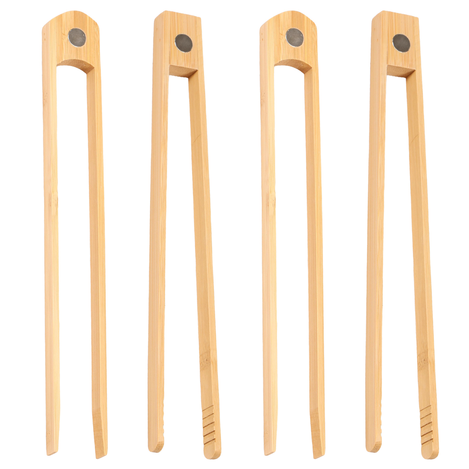 Kitchen Baking Utensil Set - 竹製トースタートングセット、使いやすいマグネット式竹製トースト器具アクセサリー、丈夫なトースター用クッキングトングキット（パン、ベーコン用）