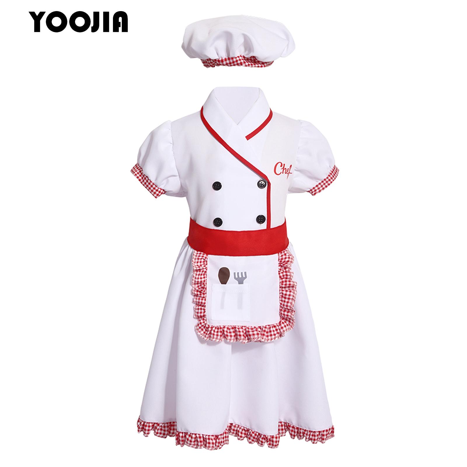 Cooking Chef Xl - 男の子女の子シェフ制服エプロン帽子セット子供ハロウィンコスプレベーキングペイントトレーニングコスチューム調理キッチンエプロンと帽子