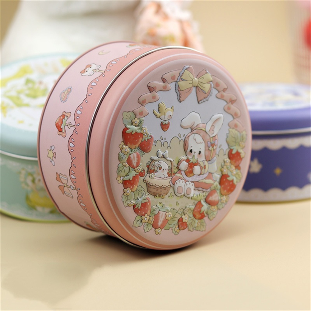 Kitchen Baking Storage Containers - ウサギの絵が描かれた収納ボックス,空の鉄の箱,大きな丸い缶,お菓子のクッキーのパッケージ,キッチンの収納容器,1個