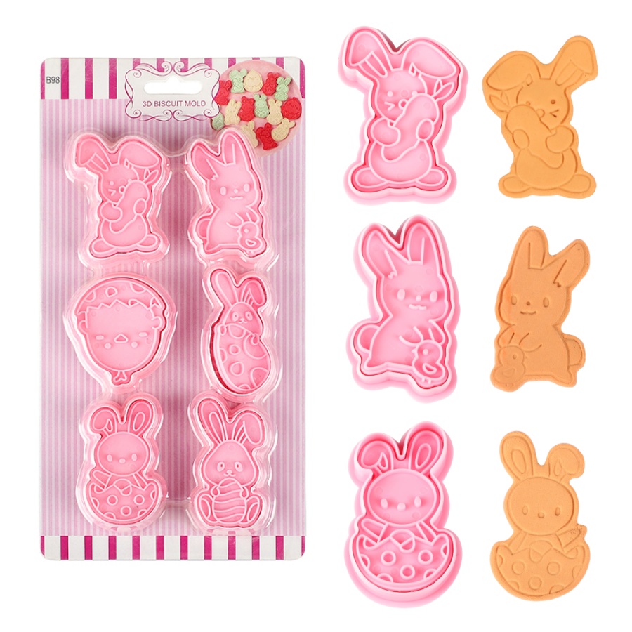 Cookie Cutter Set - 6 ピース/セットイースターバニークッキーカッターキッチンフォンダン金型漫画ウサギの卵イースターパーティーベーキングデコレーションペストリーアクセサリー