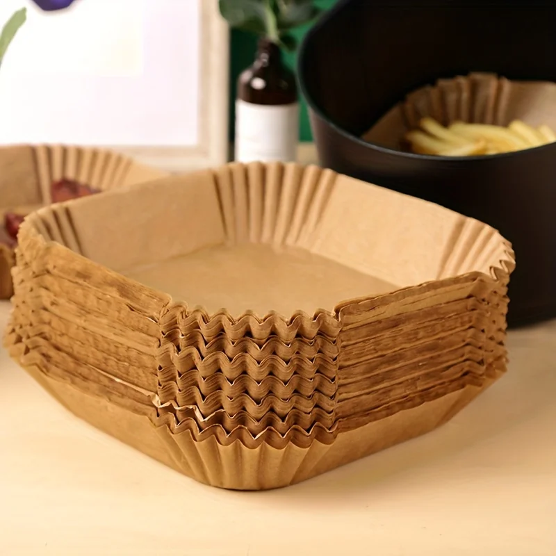 Kitchen Paper For Baking - 30/50 パックエアフライヤー紙正方形シリコン紙ベーキングほとんどのエアフライヤーアクセサリー耐熱皿キッチンダイニングバーに適しています