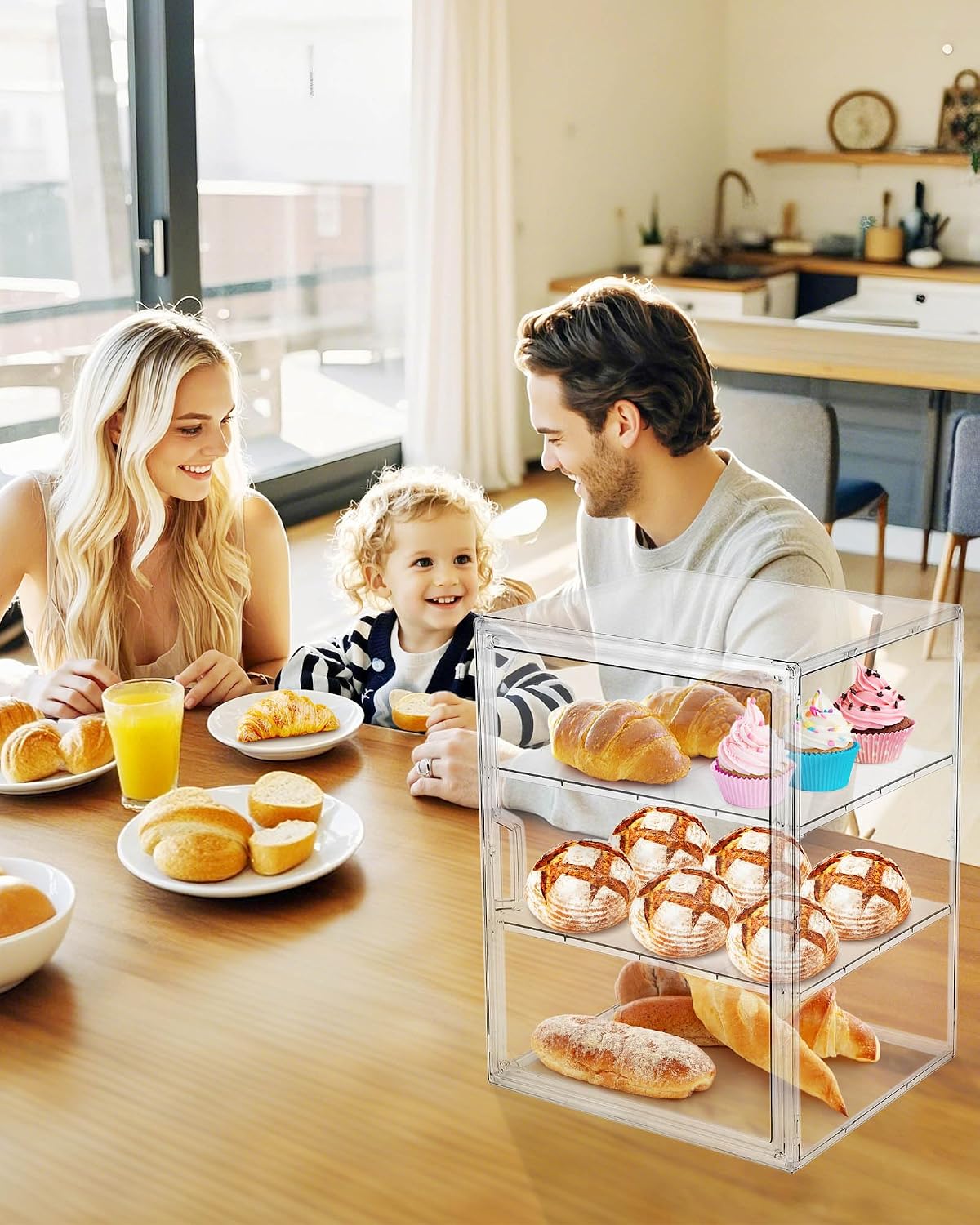 ペストリーディスプレイケース、キッチンカウンター用ブレッドボ - Kitchen Baking Storage Containers のレビューと価格
