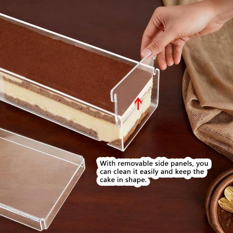 頑丈な長方形アクリルティラミス容器 透明デザートベーキングモ - Kitchen Baking Storage Containers のレビューと価格