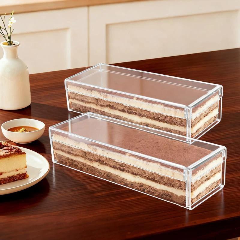 頑丈な長方形アクリルティラミス容器 透明デザートベーキングモ - Kitchen Baking Storage Containers のレビューと価格