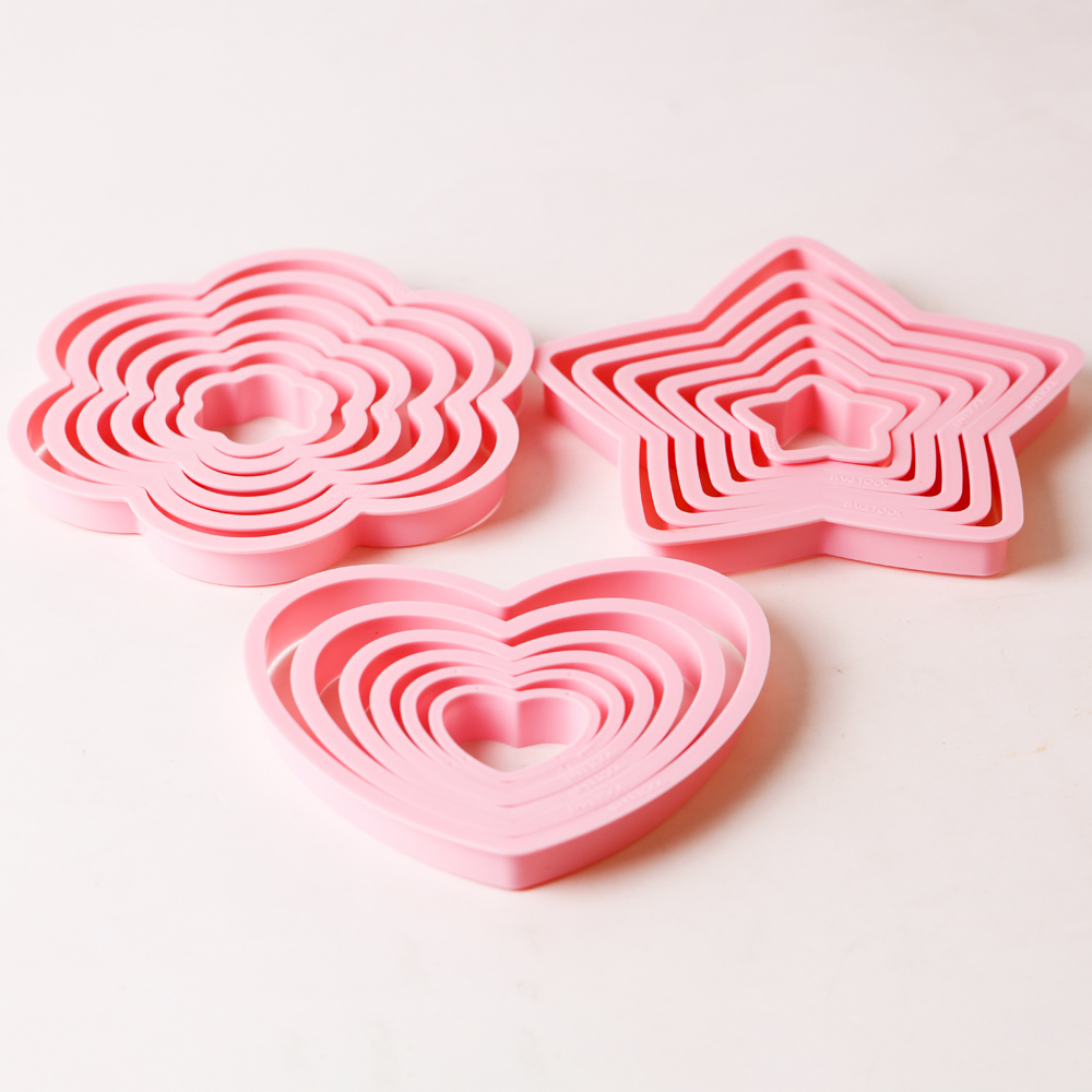 1 セット/3 セットピンクハートスターフラワークッキービス - Cookie Cutter Set のレビューと価格