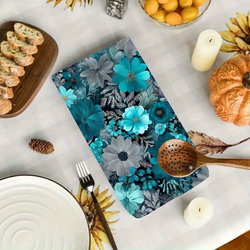 2枚組、ブルーの花柄キッチンタオル、40cm*60cmタオル - Kitchen Baking Essentials のレビューと価格