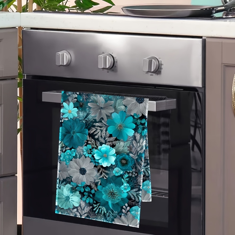 2枚組、ブルーの花柄キッチンタオル、40cm*60cmタオル - Kitchen Baking Essentials のレビューと価格
