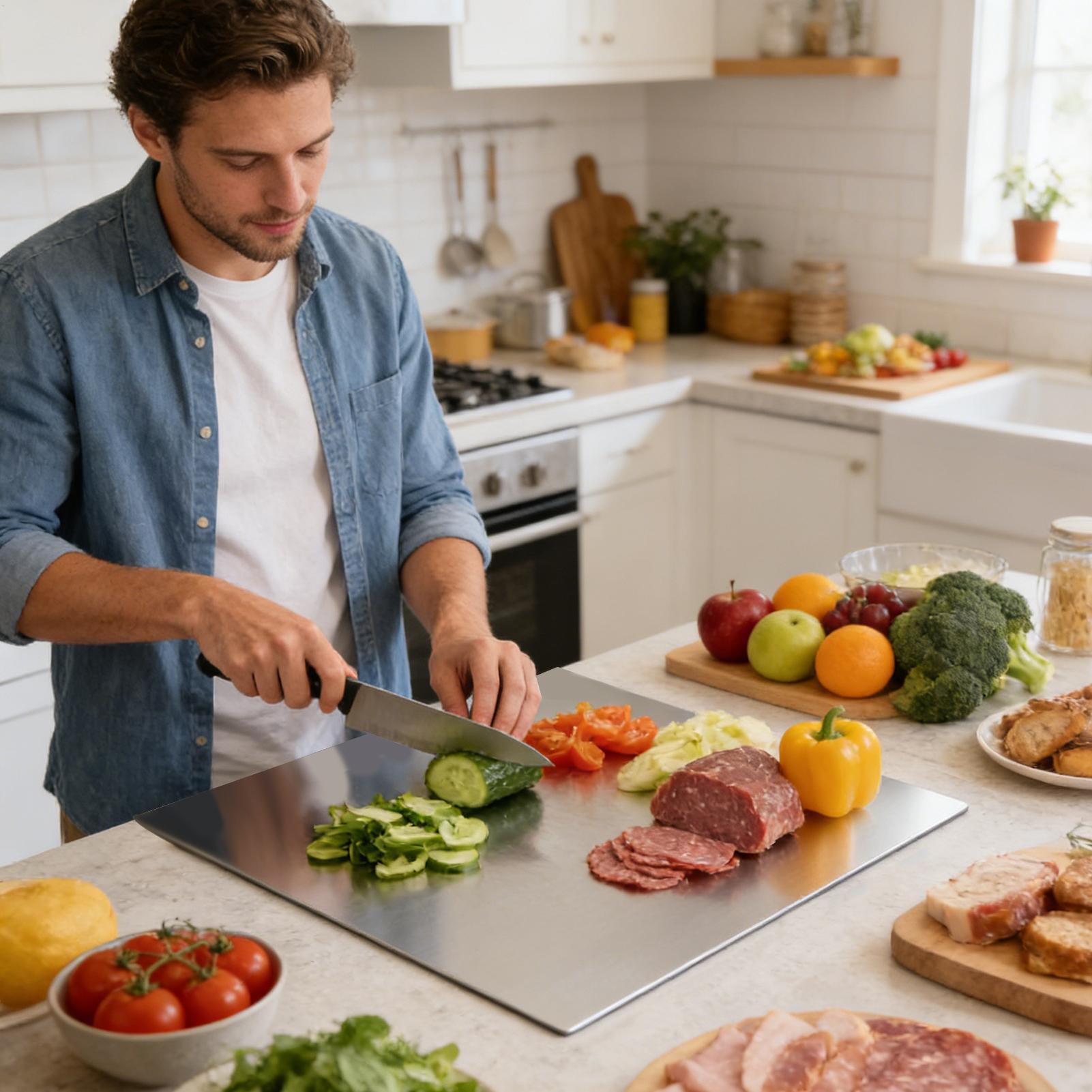 ステンレス鋼製まな板 ノンスティック両面肉切り板 シャルキュ - Kitchen Baking Tools のレビューと価格