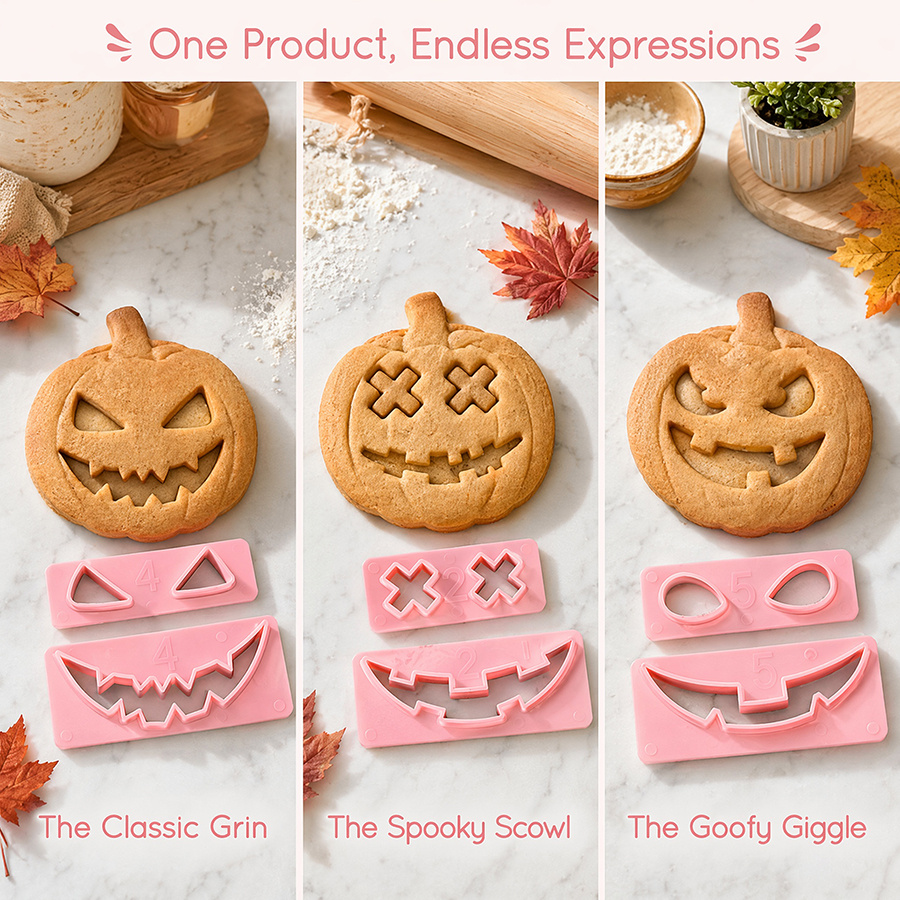 耐久性のあるカボチャ型クッキーカッターセット、複数の表情、ハ - Cookie Cutter Set のレビューと価格