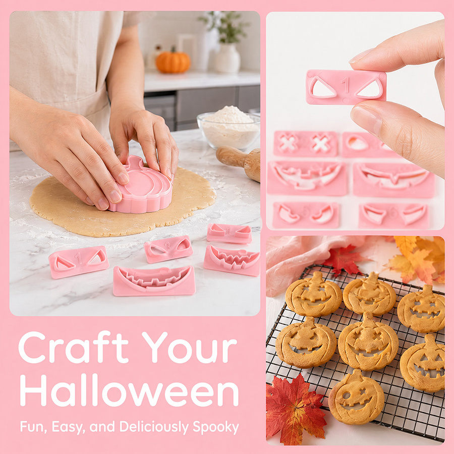 耐久性のあるカボチャ型クッキーカッターセット、複数の表情、ハ - Cookie Cutter Set のレビューと価格