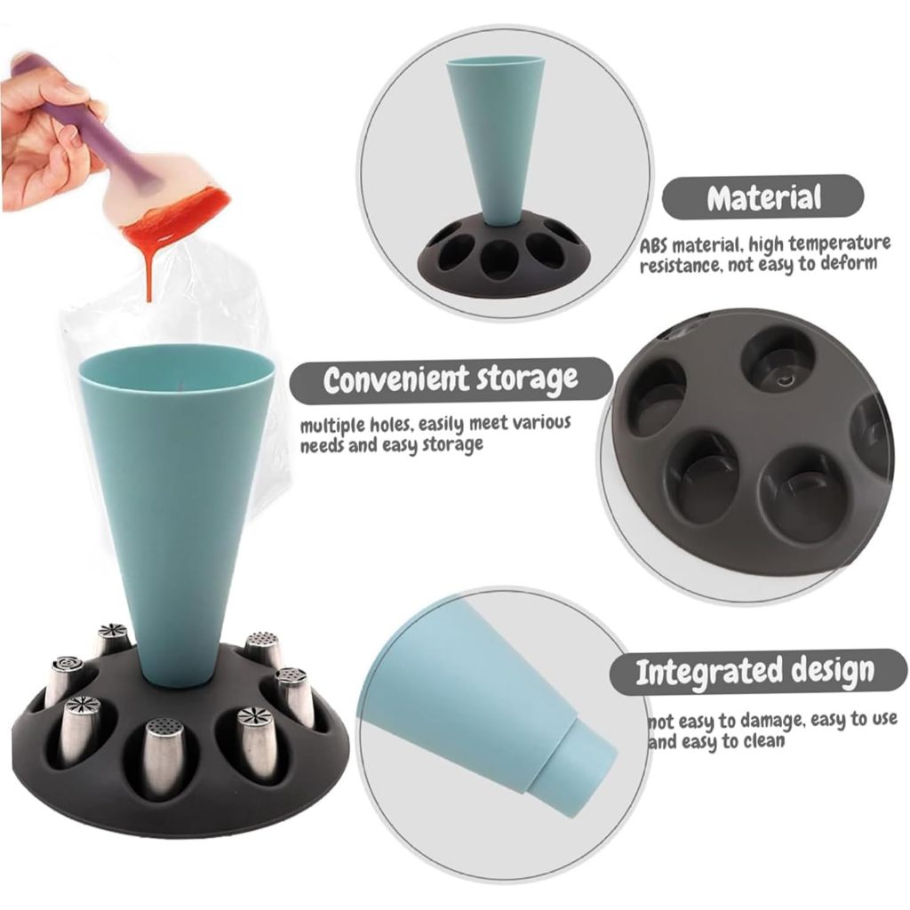 1 個ケーキデコレーションパイピングバッグチップホルダー付き - Kitchen Baking Tools のレビューと価格