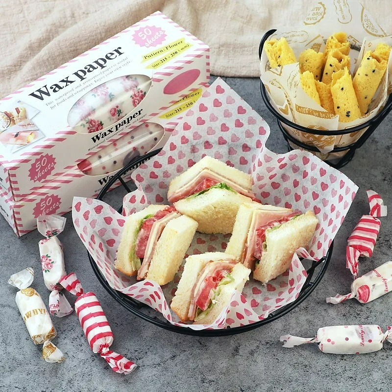 50枚入り 食品グレード耐油紙、印刷済みサンドイッチバーガー - Kitchen Paper For Baking のレビューと価格
