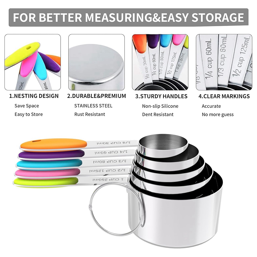 A25F-計量カップとスプーンセット、ステンレス鋼、調理やベ - Kitchen Baking Utensil Set のレビューと価格