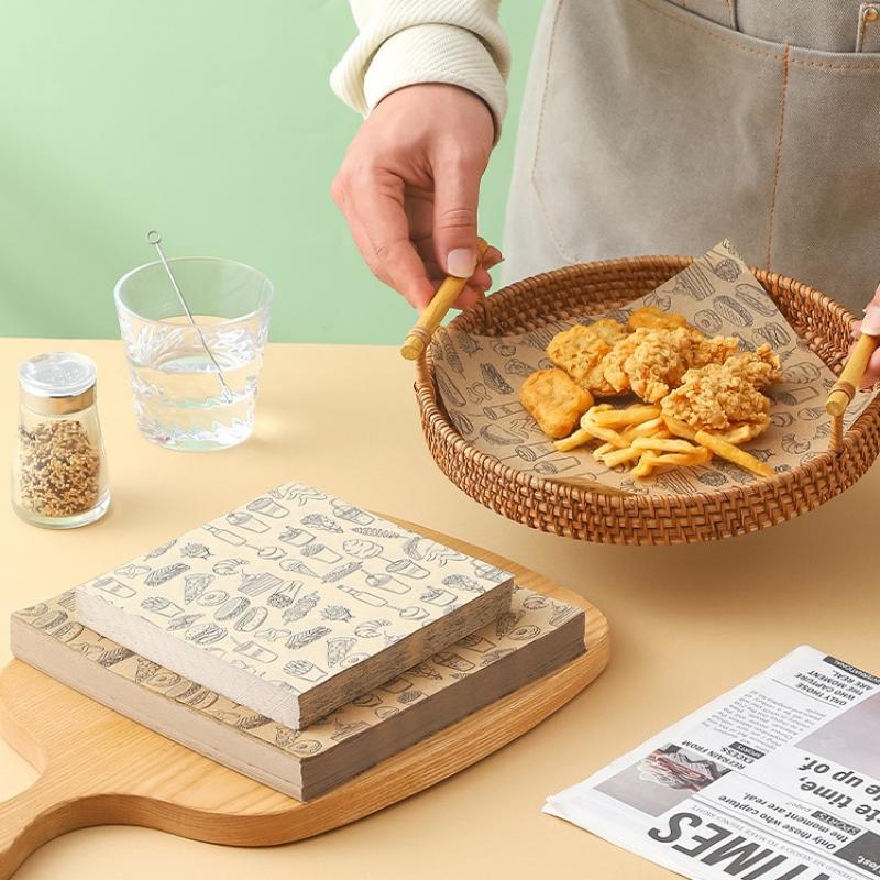 100 個耐油ベーキング食品包装紙ワックスペーパーバーガーフ - Kitchen Paper For Baking のレビューと価格