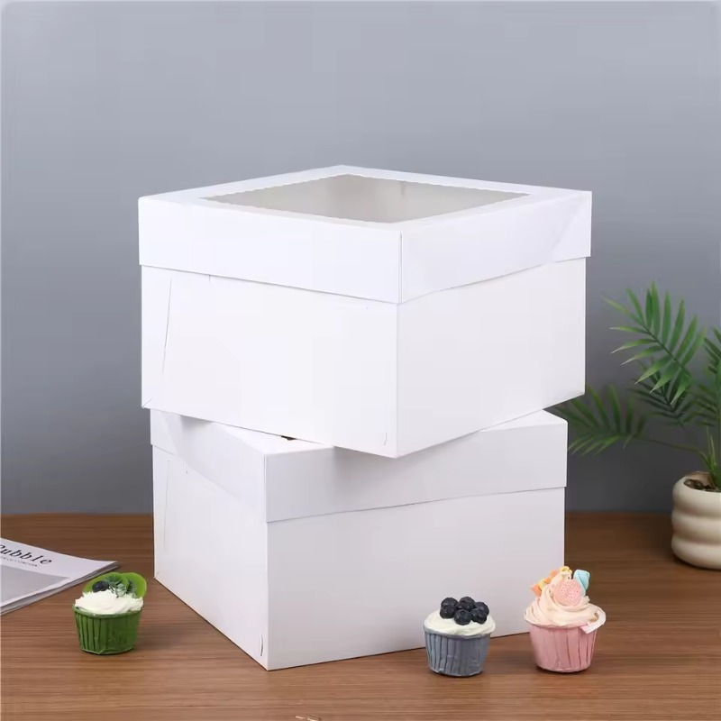 2/4/6 個の白いベーカリーボックス窓付き折りたたみケーキ - Kitchen Baking Tools のレビューと価格