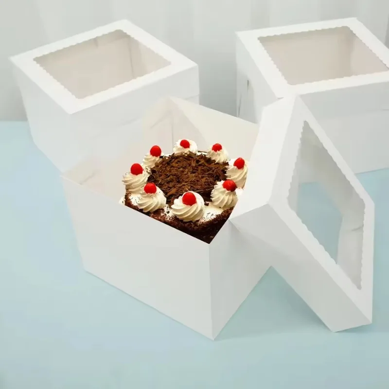2/4/6 個の白いベーカリーボックス窓付き折りたたみケーキ - Kitchen Baking Tools のレビューと価格