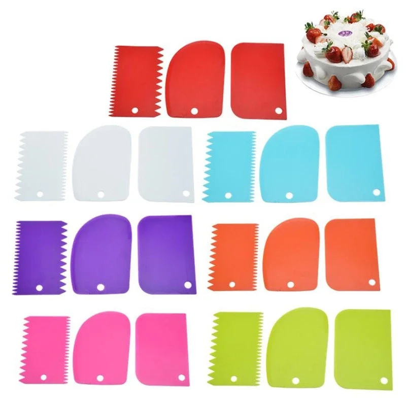 3個入りクリームスクレーパー、不規則な歯状エッジDIYコーム - Kitchen Baking Tools のレビューと価格