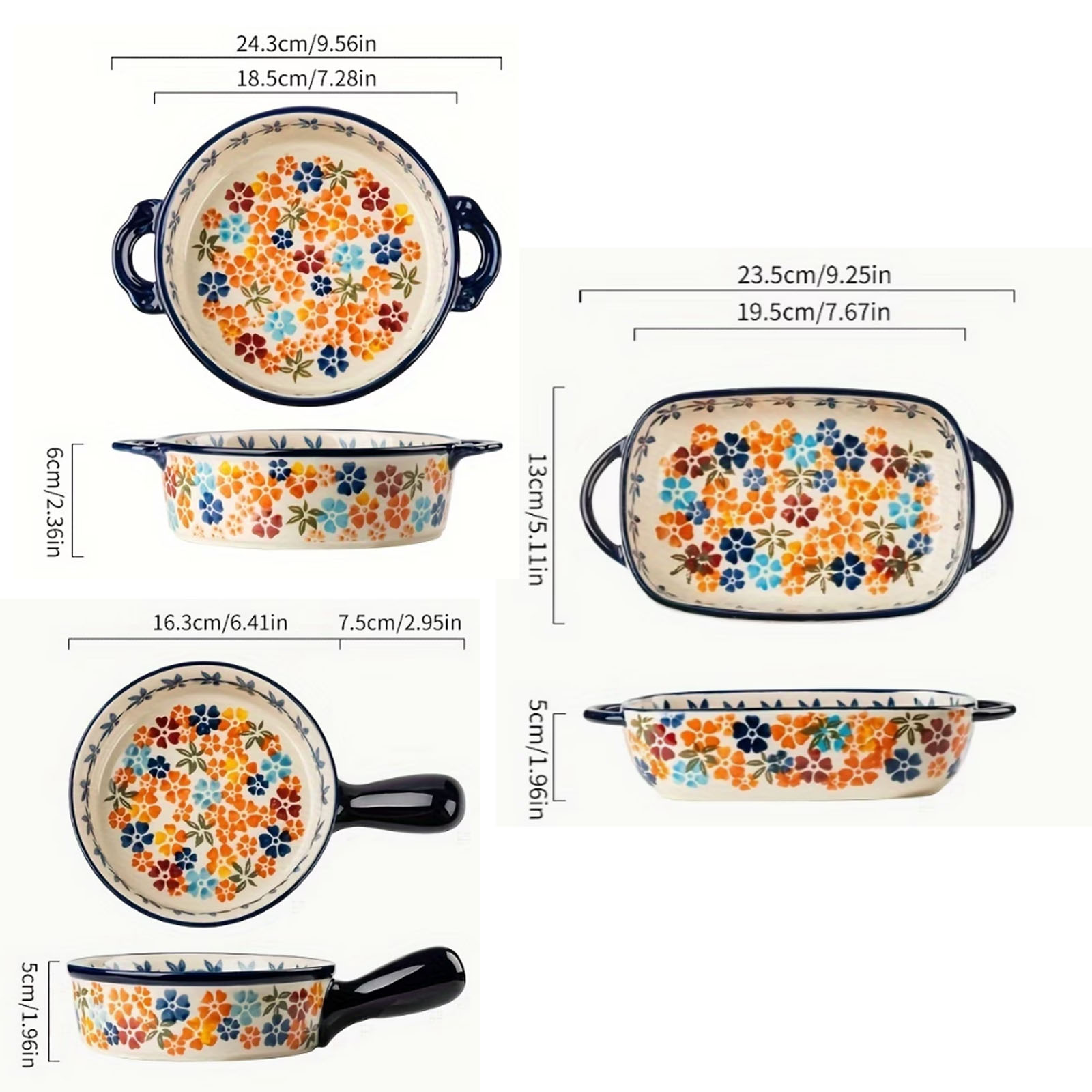 1個入り、カラフルな手描きのセラミック製ベーキングディッシュ - Kitchen Baking Essentials のレビューと価格