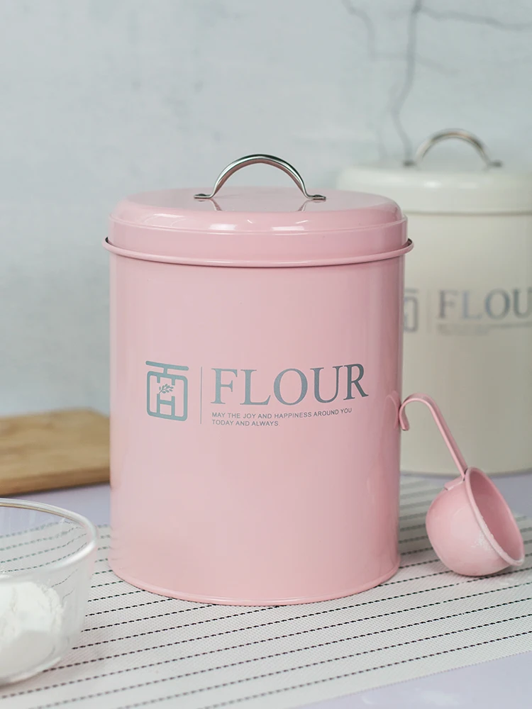 ラウンドタイプベーキング小麦粉保存容器キッチン米粒粉末金属ボ - Kitchen Baking Storage Containers のレビューと価格