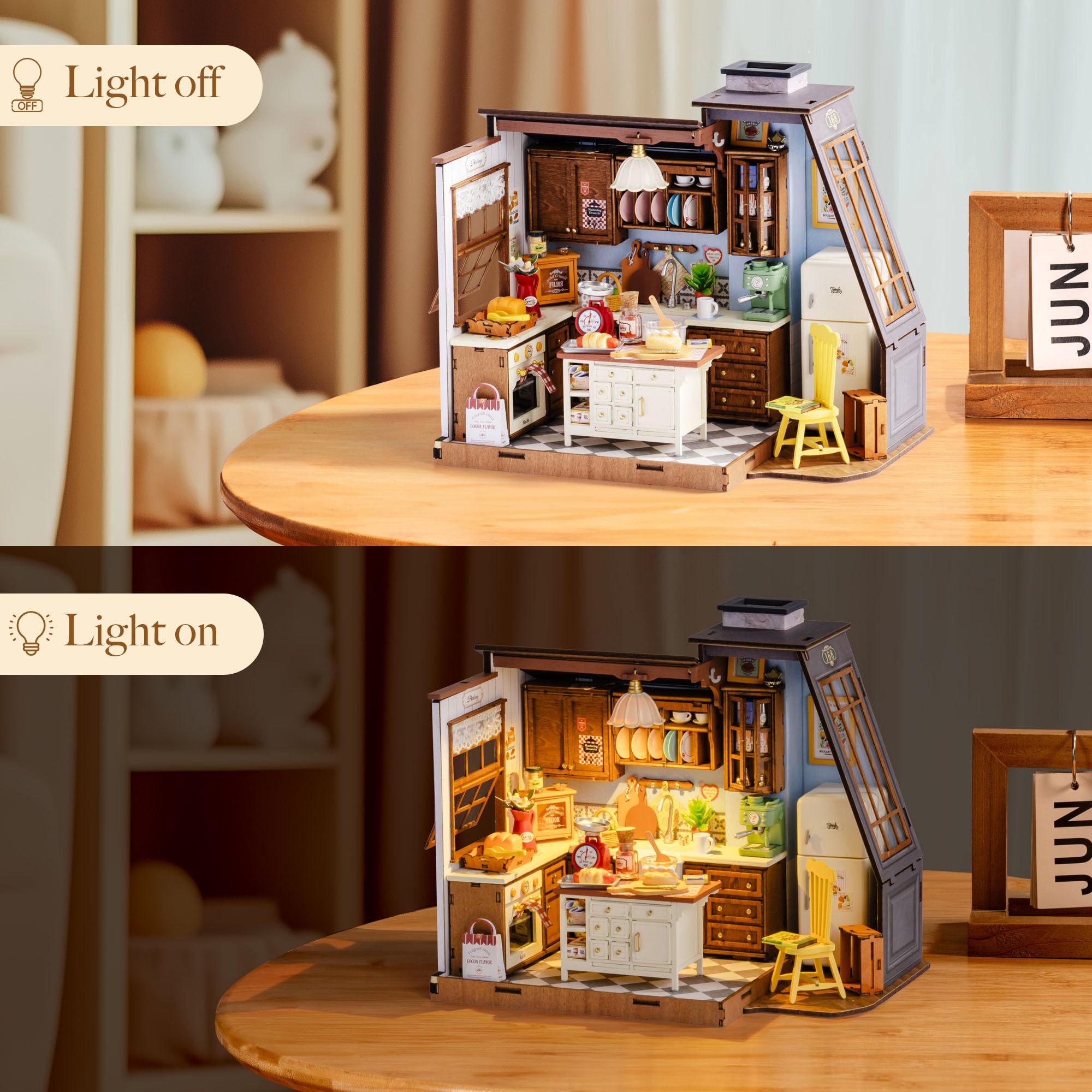 ロライフ DIY ミニチュアハウスキット モデルキット ドー - Baking Kitchen Robotime のレビューと価格