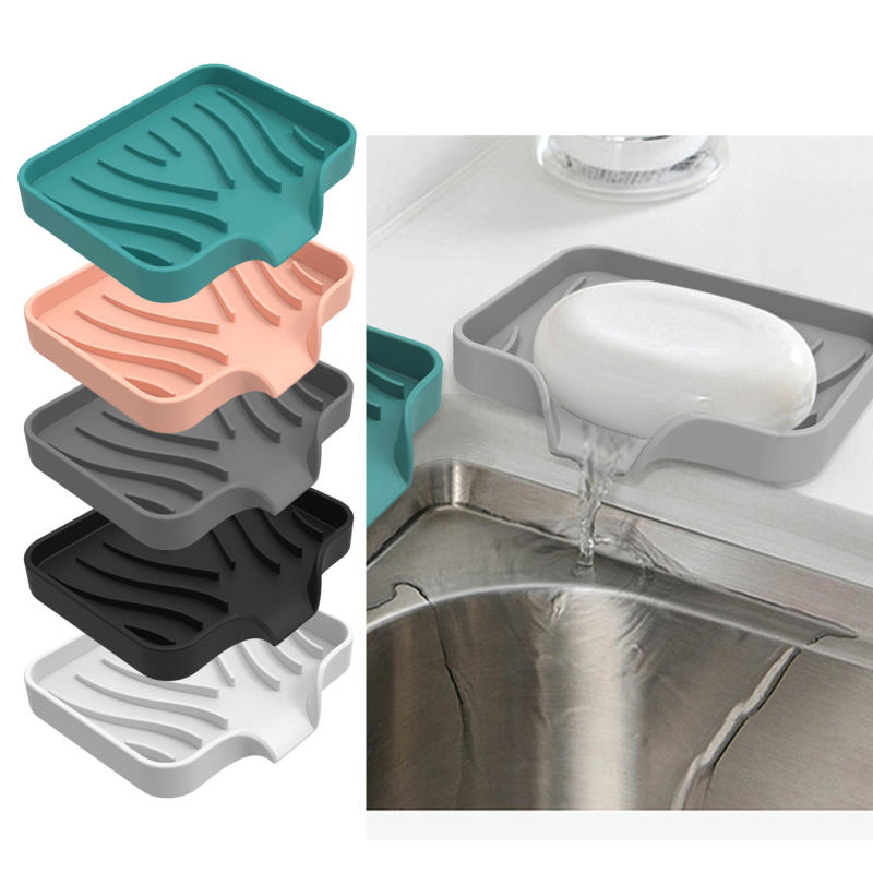 排水口付きシリコン製シンクトレイ、石鹸・スポンジ収納ホルダー - Kitchen Zo のレビューと価格