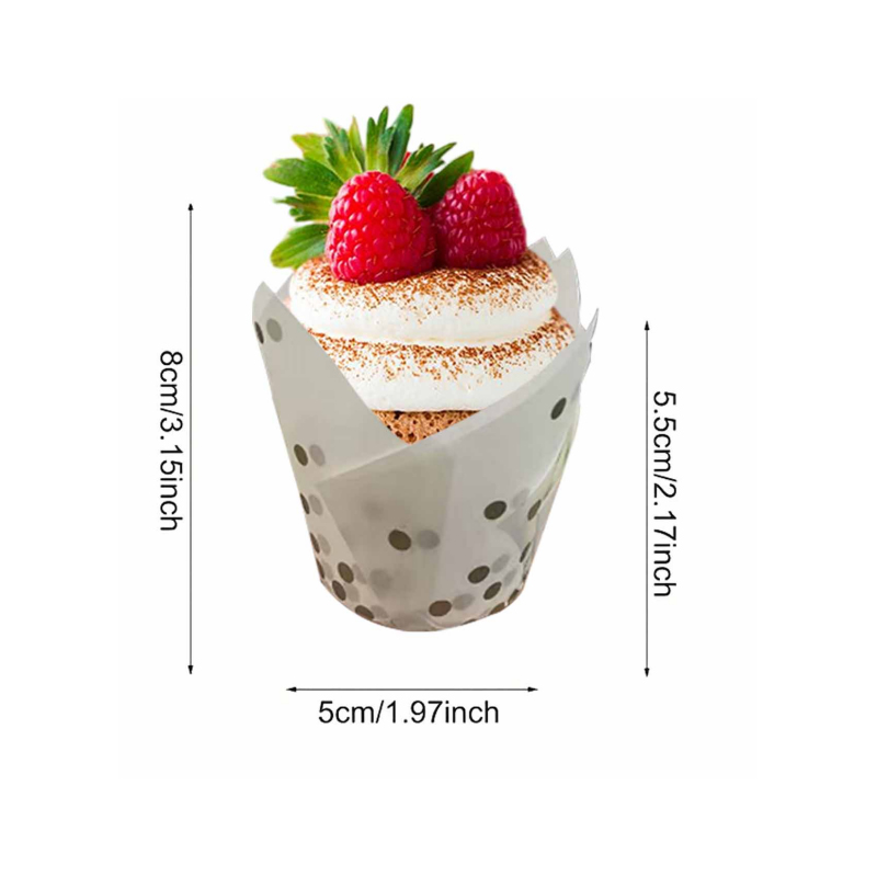 50個/100個 ゴールドドットチューリップケーキカップ、高 - Kitchen Paper For Baking のレビューと価格